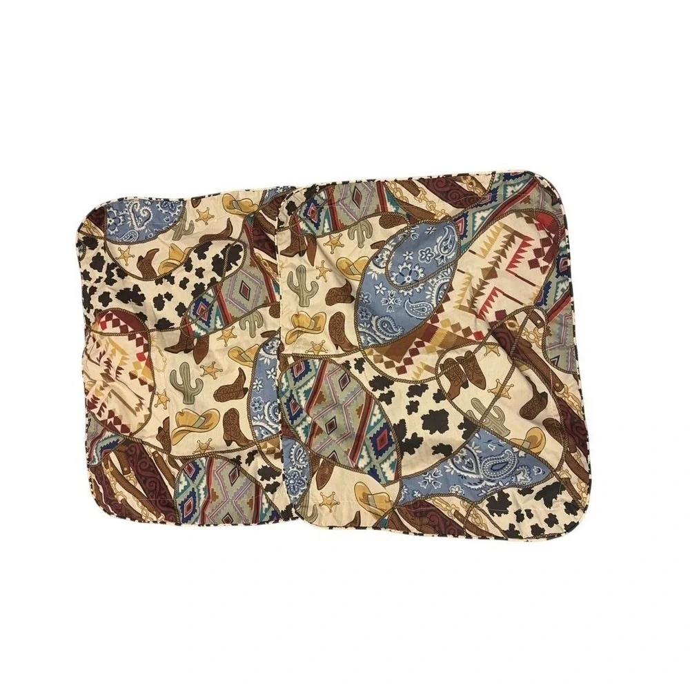 Royalton Western Cowboy Shams Boots Bandana‎ Print Pillow Covers Set of 2